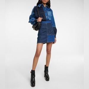 NWT $395 See By Chloe Patchwork Denim Mini Skirt